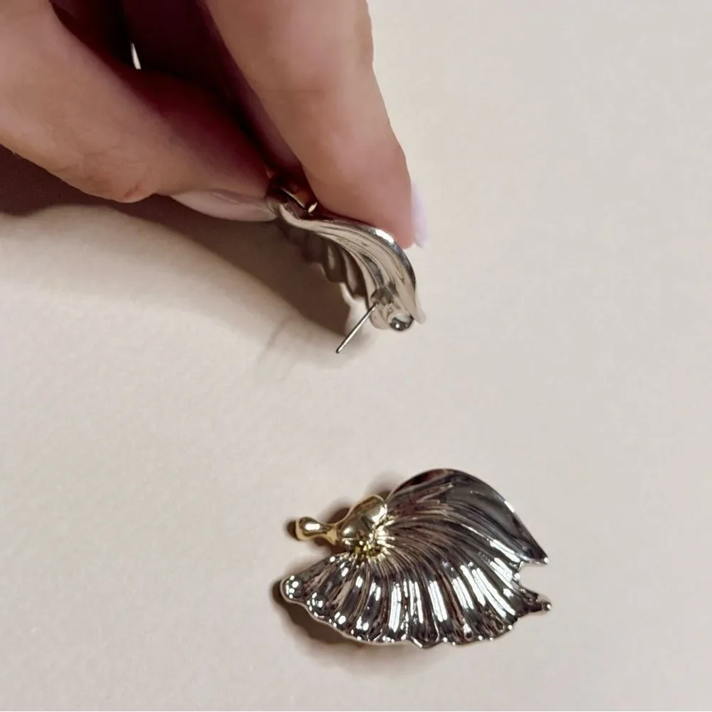 Elegant Silver and Gold Winged Earrings S989